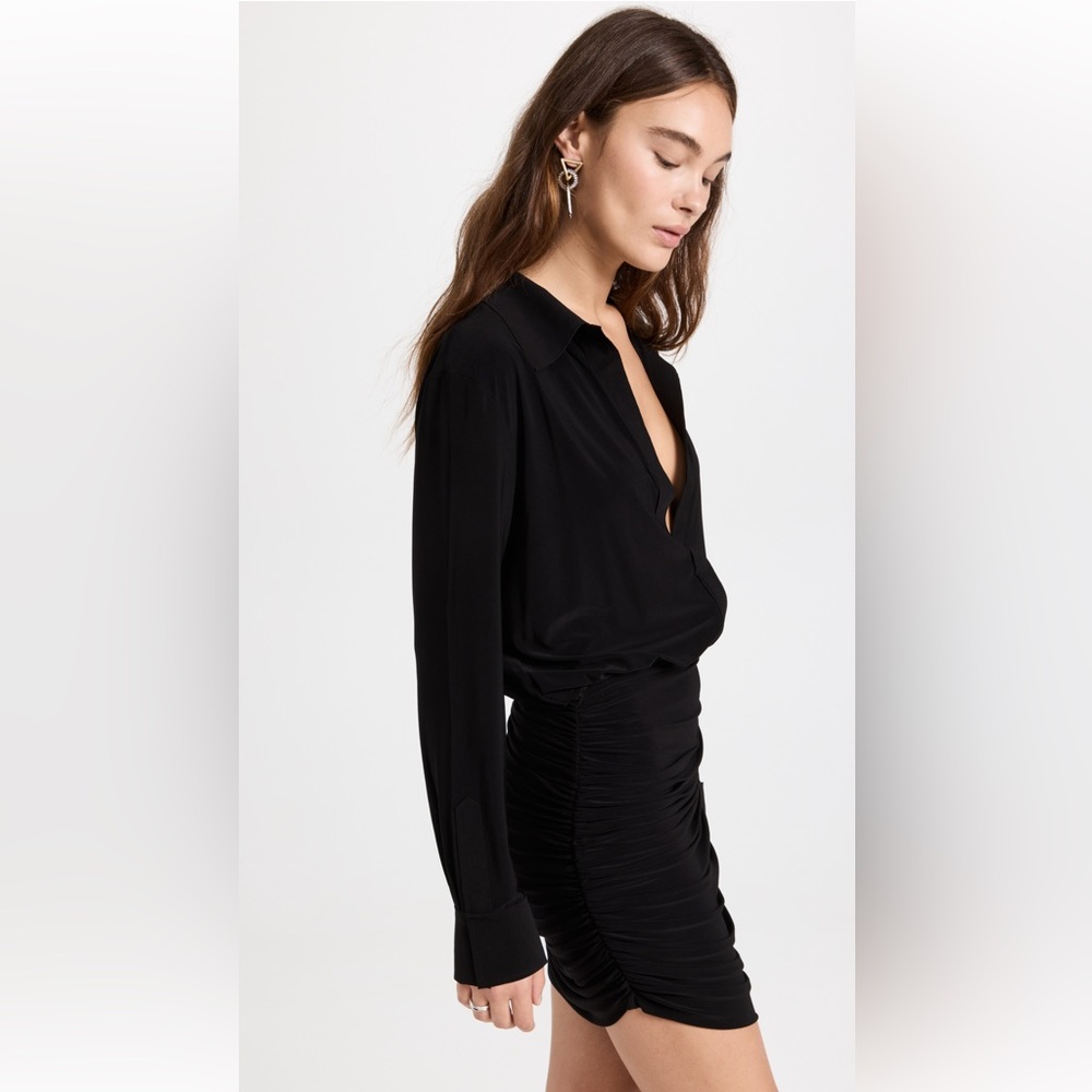 Norma Kamali Boyfriend Shirred Shirt Dress - Picture 2 of 14